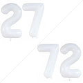 GOER Number 27 Balloons for 27th Birthday Party Decorations,42 Inch Jumbo Foil Helium 72 Balloons for 72nd Birthday Party Decoration (White)