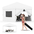 10x10 Pop Up Canopy Tent Outdoor Canopy with 4 Removable Sidewalls One-Person Set Up Heavy Duty Commercial Instant Tent Shelter-White - color: White, size: 10x10FT/4-Sidewall