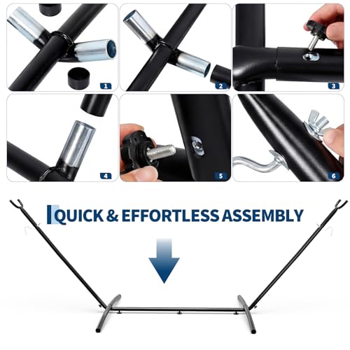 Garvee 9FT Hammock Stand, Heavy Duty Adjustable Steel Hammock, 450-Pound Capacity, Weather Resistant and Easy to Assemble