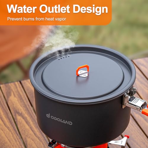 Odoland Camping Cookware Mess Kit, Non-Stick Lightweight Camping Pot and Fry Pan Set with Mesh Bag for Backpacking, Outdoor Cooking and Picnic - size: 4L Pot + 1.5L Fry Pan