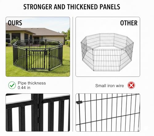 Dog Playpen 47 Inch Height 16 Panels Dog Fence Outdoor Indoor Metal Dog Pen for Large/Medium/Small Dogs for Yard Camping and RV | Black-Silver - size: 47"Height, style: 16 Panels