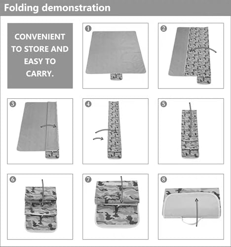 Wind Tour Waterproof Picnic Blanket with Carry Strap - Foldable Sandproof Outdoor Mat for Camping, Beach, Park - 59" x 71",Grey Grid (Two Mat Set) - color: 59” X 71“,grey Grid (Two Mat Set)