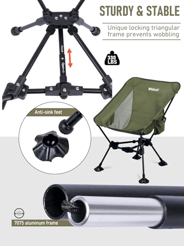 WildCall Lightweight Folding Camping Chair Compact Beach Chair with Anti-Sinking Large Feet - color: 2 X Green