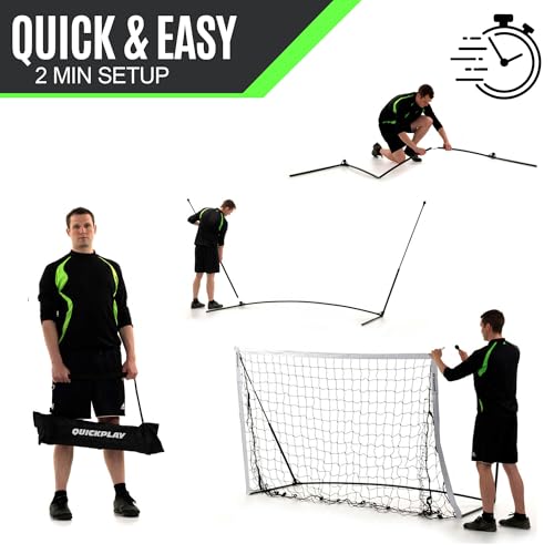 QUICKPLAY Kickster Soccer Goal Range – Ultra Portable | Quick and Easy Set Up | Includes Net and Carry Bag | Available in 7 Sizes | Backyard Soccer Net for Kids & Adults [Single Goal] - style: Futsal 9.8 x 6.5'