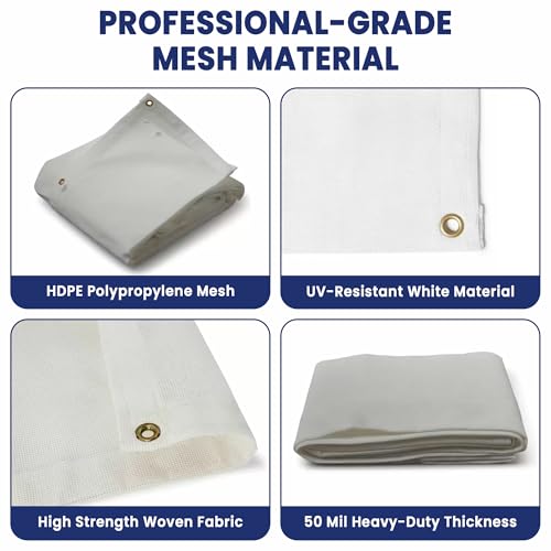 Tarps Now 12' x 20' White Heavy Duty Mesh Tarp with Brass Grommets - UV Resistant Reflective White 75% Sun Shade, Backyard, Patios, Breezeways, Gazebos, Kennels, Mesh for Flatbeds, Trucks or Trailers - size: 12' X 20'