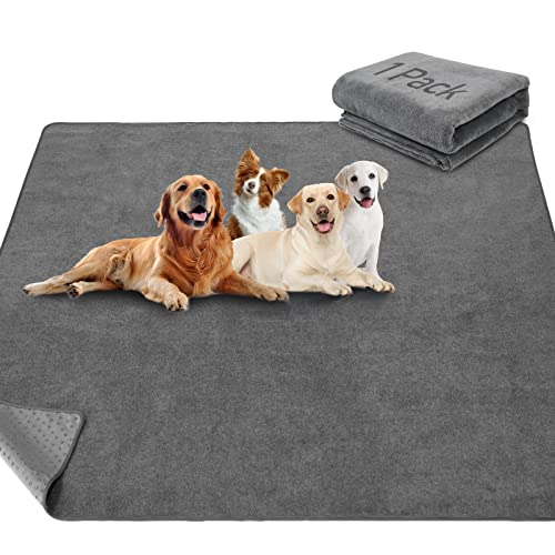 LOOBANI Non-Slip Washable Pee Pad for Dogs, 1 Pack Extra Large Reusable Dog Mat for Floor, Fast Absorbent Pet Whelping Pads, Puppy Playpen Mat for Incontinence, Housebreaking, Crate, 52x82in, Gray - size: 52"*82"(Pack of 1) Gray