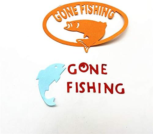 Metal Gone Fishing Words Cutting Dies, Two Fish Die Cuts Embossing Stencils Template Mould for Card Scrapbooking and DIY Craft