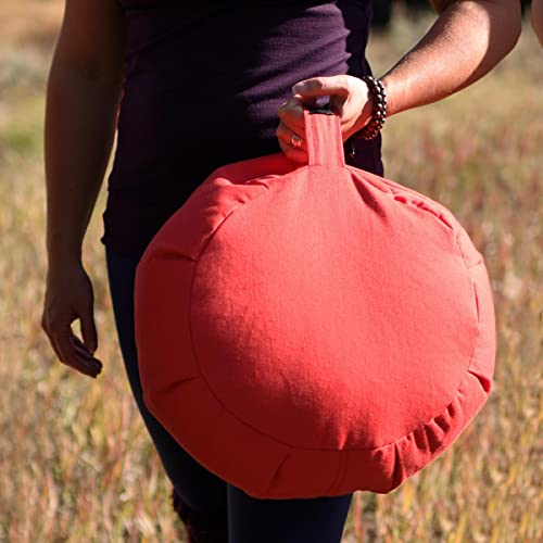 Hugger Mugger Zafu Meditation Cushion - Support in Cross-Legged Sitting, Buckwheat Filled, Durable Fabric, Convenient Handle, Handmade in USA - color: Rain