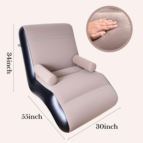 Inflatable Deck Chair with Air Pump, Foldable Lounge Chair for Bedroom and Living Room, Indoor Sofa Lounge with Handrails(Brown) - color: Brown