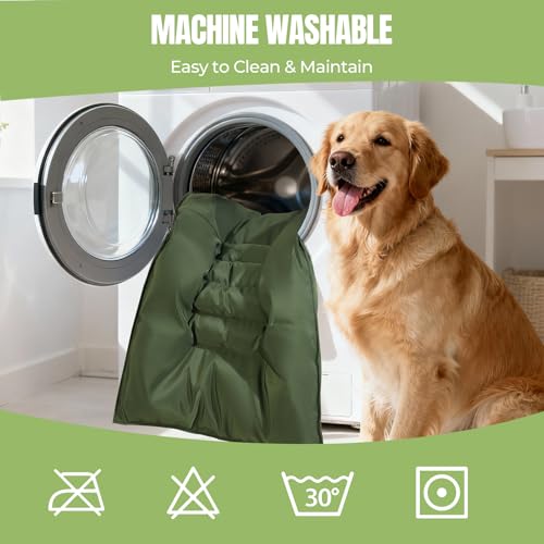 Chew Proof Indestructible Dog Bed for Aggressive Chewers, Durable & Waterproof Crate Pad, Machine Washable Tough Kennel Bed for Large Dogs, Indoor Outdoor Pet Bed, Large (28"x41", Green) - size: Large (28"x41")