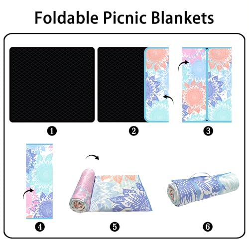 Supfitness Extra Large Picnic Blankets Waterproof Foldable (60 "x 80") Beach Blanket Waterproof Sandproof,3-Layer Thicking Mat Outdoor Packable Camping Blanket - color: Light Blue, size: 60x80in