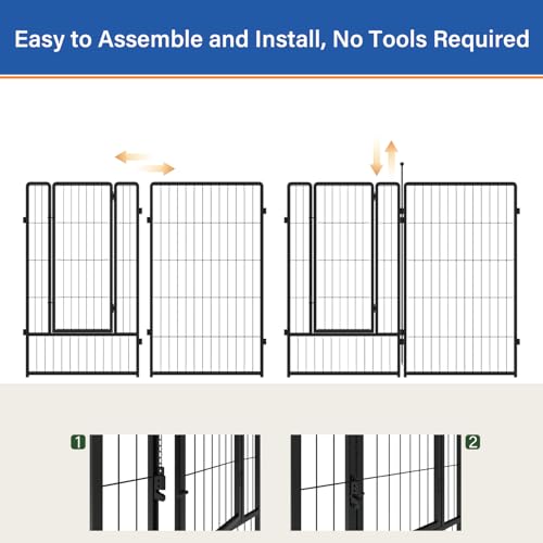 Dog Playpen 24 inch 8 Panels for Indoor & Outdoor Use – Heavy-Duty Metal Pet Fence with Ground Stakes, Rounded Ball Tops for Safety, Stable & Foldable Design, Easy to Assemble - size: 24inch, style: 8 Panels