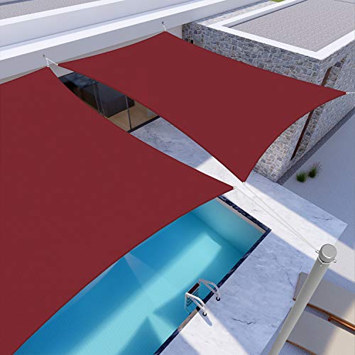 Windscreen4less 5'x6' Waterproof Sun Shade Sail Rectangle Shade Canopy Cover UV Block for Backyard Patio Deck Balcony Pergola Garden (Red) - color: Red, size: 5' x 6'