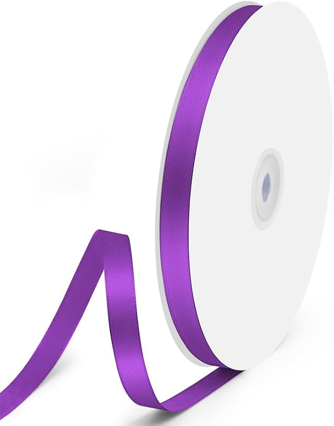 3/8" x 100 Yards Satin Ribbon - Purple Silk Ribbon with Spool - Ideal for Gift Wrapping, Floral Bouquets, Crafts, Wedding Party Decorations, Christmas and Sewing Projects
