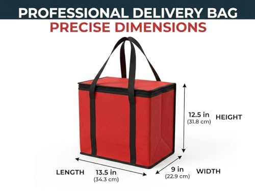 JoEzzy Insulated Bags – Large Thermal Food Delivery Bag & Reusable Shopping Tote – Heavy Duty Cooler Bag for Catering, Picnics, Beach, & Office Lunch – Collapsible, Stands Upright, Red - color: 1-Pack (Bag)