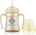 GROSMIMI Spill Proof no Spill Magic Sippy Cup with Straw with Handle for Baby and Toddlers, Customizable, PPSU, BPA Free 6 oz (Butter)