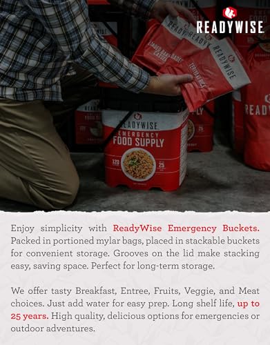 ReadyWise 6 Month Emergency Food Supply - 1,788 Servings, 12 Buckets Freeze Dried Protein Meals, Disaster Survival Food Storage, Ready to Eat, Camping Essentials, up to 25 Year Shelf Life - size: 6 Months