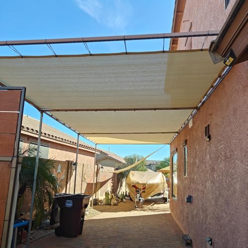 90% Beige Shade Cloth, 10x10FT Breathable Patio Sun Shade Screen with Grommets, Outdoor Sunshade Fabric for Deck, Porch, Backyard, Pergola, Balcony, Pool. - size: 10*10Ft