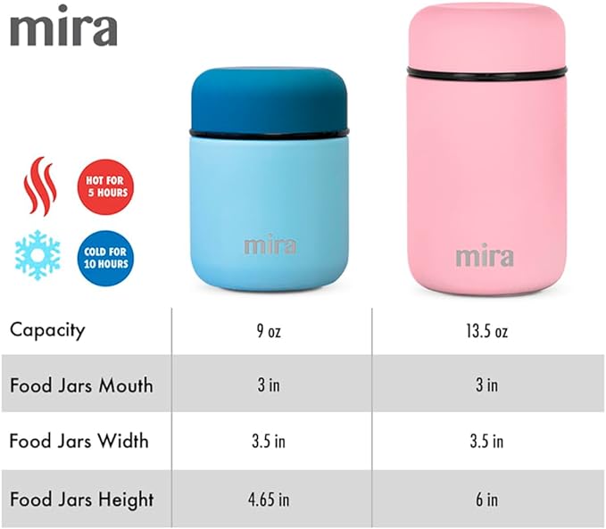 MIRA Insulated Food Jar Thermo for Hot Food & Soup, Compact Stainless Steel Vacuum Lunch Container for Meals To Go - 13.5 oz, Lilac