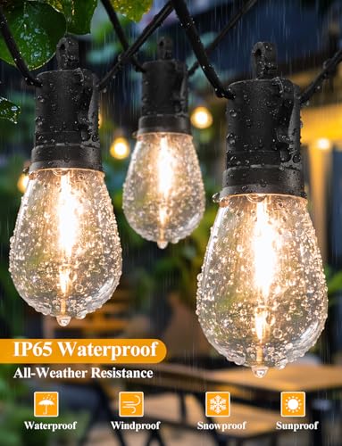 Brightever LED Outdoor String Lights, 75FT Patio Lights with 26 S14 Shatterproof LED Bulbs, Commercial Grade Waterproof String Lights for Outside, 2700K Dimmable Outdoor Lighting for Patio, Camping - size: 75ft