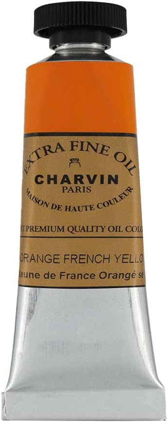 Charvin Extra Fine Oil Paint, French Yellow Orange 20 ml - Triple-Milled, Rich Texture, Poppy Oil-Based, Light-Fast, Handmade, Archival Quality