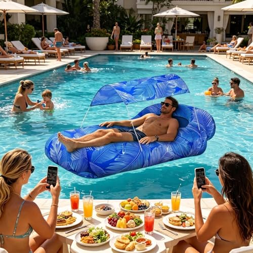 Inflatable Beach Lounger, – Stylish Pool Air Sofa Sun, Shade Easy Set Up, Hiking Outdoor Camping Picnic Vacation | Outdoor Camping Hiking Picnic Vacation Backyard Seaside Versatile