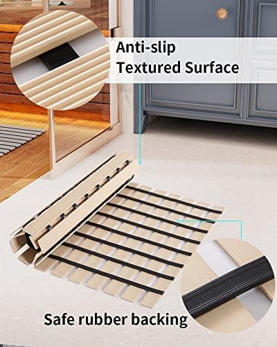 Shower-Mat Non Slip, PADOOR Heavy Duty Bathtub-Mat Curlable Quick Drain Sturdy Bath Tub Mat Without Suction Cups for Indoor Outdoor Use 17x36 Inch Beige