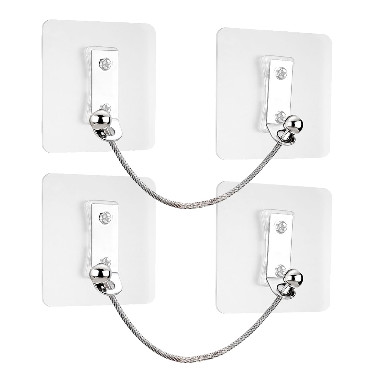 Furniture Anchors 2 Pairs No Drill Heavy Duty Anchors Fridge Lock Adjustable Self-Adhesive Safety Anti Tip Straps for Baby Proofing 220lbs Tension Earthquake Resistant Metal Straps Prevent Falling