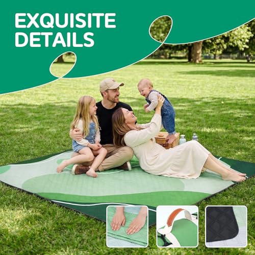 Waterproof Picnic Blanket Outdoor Camping Beach Mat Extra Large Foldable Car Essential Roadtrip Gadget Rv Accessories Glamping Tent Gear Must Haves Hiking Stuff Backpacking Necessities Gift - color: Abstract Beige Green
