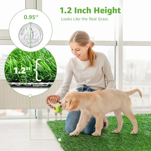 Dog Grass Pee Pads 51.2"x26" 1 Pack, Realistic Fake Grass for Dogs Indoor Outdoor Potty Training,Artificial Grass Pads for Dogs Potty- Reusable Grass Patch Mat with High Drainage & Easy to Clean - size: 51.2"x26"