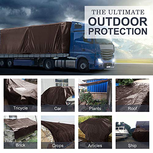 Heavy Duty Tarp 9 Mil Thick Multi-Purpose Waterproof Tarp Protect Your Tent, Flatbed, Firewood, or Roof - 12 x 16 Feet, Brown Sliver - color: 9mil Brown/Silver, size: 12x16 FT