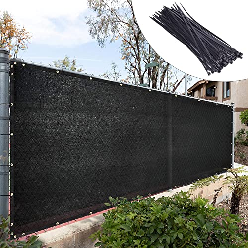 Royal Shade Custom Size 8' x 2' Black Fence Privacy Screen Windscreen Cover Netting Mesh Fabric Cloth - Cable Zip Ties Included (We Make Custom Size) - color: Black, size: 8' x 2' Customized Size