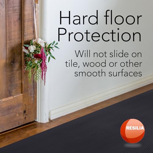RESILIA Black V-Groove Utility Runner - Waterproof Vinyl Floor/Surface Protector, Heavy Duty Mats, Indoor Hardwood, Hard Floors, Garage, Hallway, Entryway, Kitchen, & Outdoor, 36” x 12’, Made in USA - size: 36" x 144"