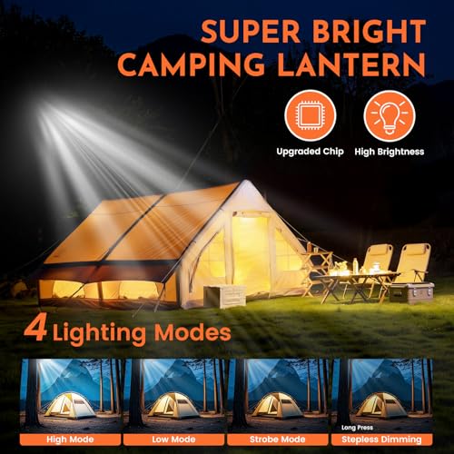 2Pack Tent Light Rechargeable, 60W Camping Lights, Hanging Tent Lights with Magnet, Canopy Lights Outdoor, LED Camping Lantern, Flashlight Portable, Emergency Light for Home Outdoor - size: 60W-2Pack