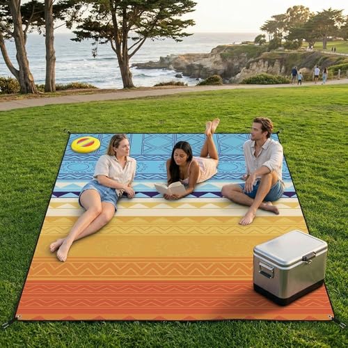 Large Beach Blanket Sandproof Waterproof 70.8" X 86.6"for Quick Drying Outdoor Picnic Mat for Beach - color: D04