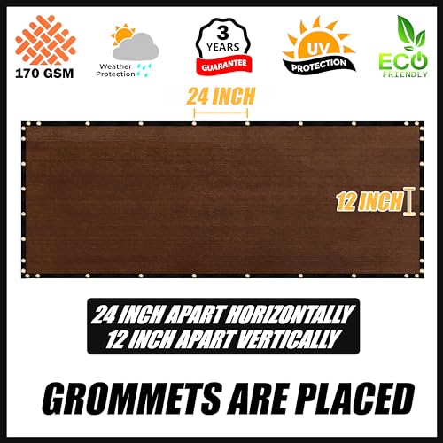 Royal Shade 4' x 12' Brown Fence Privacy Screen Windscreen Cover Netting Mesh Fabric Cloth - Cable Zip Ties Included (We Make Custom Size) - color: Brown, size: 0 4' x 1 2'