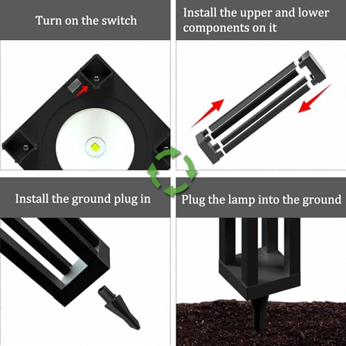 Solar Floor Lamps Outdoor Decor Lanterns Waterproof Deck Lights for Outside - size: 19"H - 8Pack