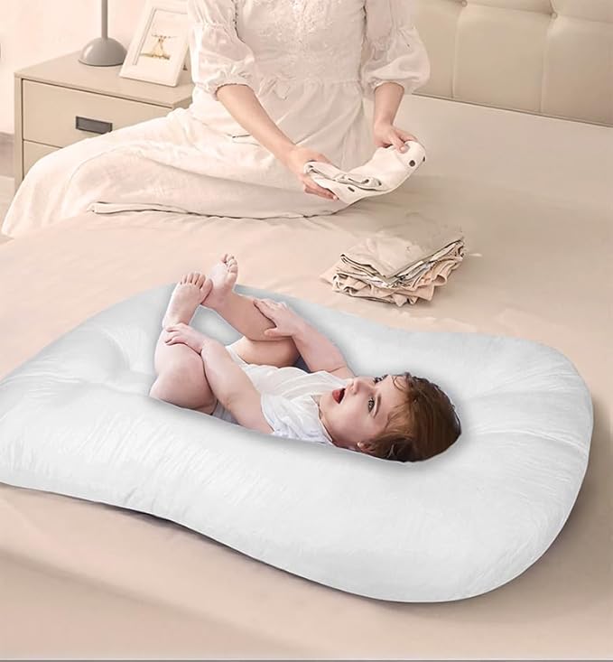 Baby Lounger for Newborn 0-18 Months, Bionic Design Infant Floor Seats & Loungers for Home and Travel, Soft Organic Cotton Baby Lounger, Newborn Babies Shower Gifts