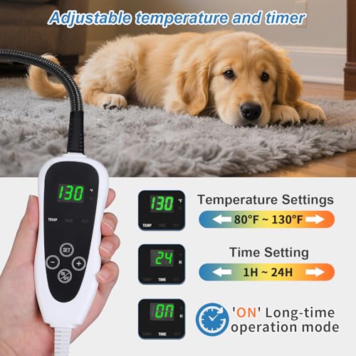 GOLOPET Dog Heating Pad 28x18 in with Smart Thermostat Switch and Power Line Protection Tube,Obtained MET and UL Dual Certification,Waterproof Puppy Heating Pad- Gray 1 - size: 28.0"L x 18.0"W