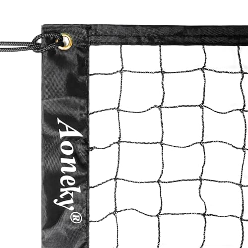 Aoneky 21FT Portable Volleyball Net Replacement, Pickleball Net, Badminton Net for Outdoor & Indoor, Backyard, Beach, Court Practice, Includes 4 Hanging Strings, Multi-Braided Nylon Fabric
