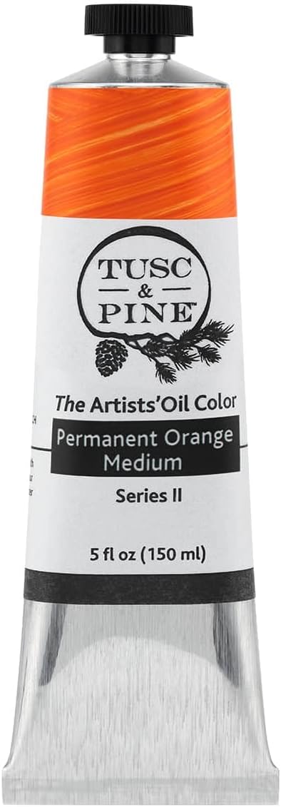 Tusc & Pine Artist Oil Paint - Permanent Orange Medium, 150 ml, Non-Yellowing, Rich & Creamy Consistency, Maximum Pigment Load, Small Batch Milled Oil Paints Made in the USA for Professional Artists