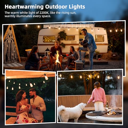 50FT Solar String Lights Outdoor Waterproof IP65 with USB-Charging , Solar Powered LED Patio Lights with 25+2 Shatterproof ST38 Edison Bulbs, Hanging Lights for Outside Backyard Garden Bistro Gazebo - size: Solar-50ft