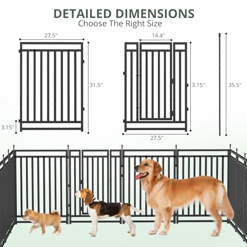 Dog Playpen Metal Dog Fence Outdoor for Yard 32" Height 48 Panels Portable Dog Pen Pet Kennel for RV Camping(Black-Silver) - size: 32" Height, style: 48 Panels