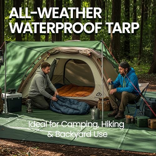12' x 16' Tarp 5-mil Thick Camping Tent Rain Tarps Green Waterproof Outdoor Cover… - color: 5 Mil Army Green, size: 12x16 FT