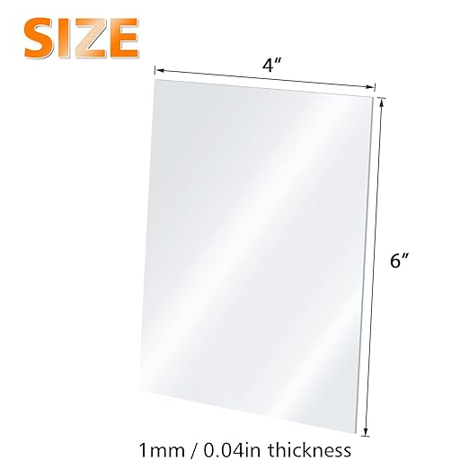 Egofine Plexiglass Sheets Acrylic Sheets 4 Pack of 4x6’’ 0.04 Thick Clear Plastic Cast Transparent Plexi Glass for Crafting Projects, Replacement Picture Frame Glass, DIY Display, Easy to Cut