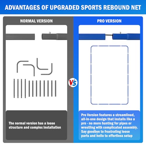 Volleyball Baseball Rebounder Net, Softball Rebounder Pitchback Net Quick Adjustments, Quick Adjustments Lacrosse Bounce Back Practice Equipment, Ideal for Outdoor Indoor and Backyard Training - size: 6FTx4FT, style: Multi-Sport Rebounder Net