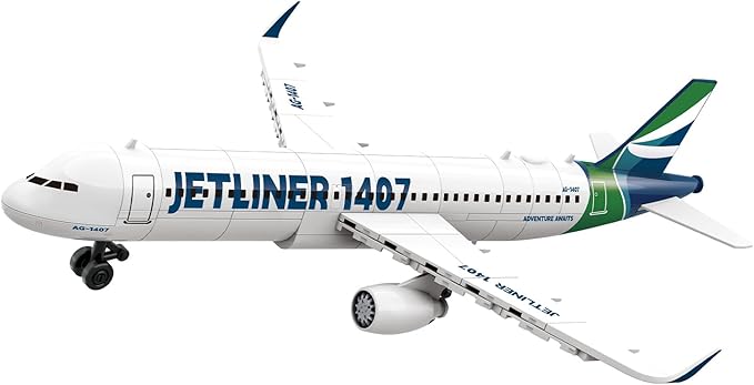 Apostrophe Games Commercial Jetliner Building Block Set - 133 Pcs, Ages 10+ Airplane Model Toy