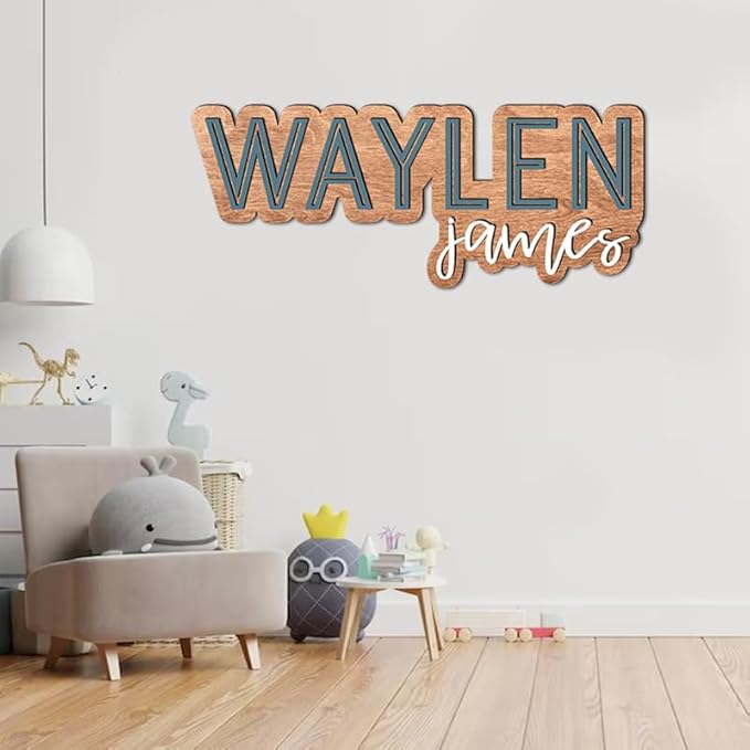 Personalized Wooden Name sign for nursery, Custom Baby name sign, Rustic wood Nursery decor for boys, Baby shower, Kids room door hanging gift/3
