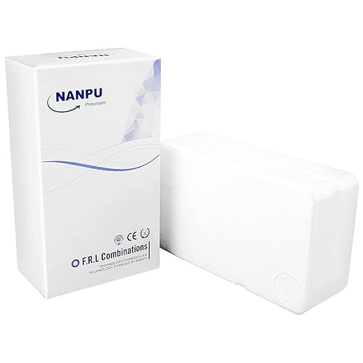 NANPU 1/2" NPT Air Drying System - Double Air Filters, Air Pressure Regulator Combo - Semi-Auto Drain, Poly Bowl