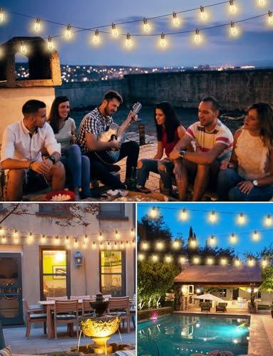 Brightever LED Outdoor String Lights, 75FT Patio Lights with 26 S14 Shatterproof LED Bulbs, Commercial Grade Waterproof String Lights for Outside, 2700K Dimmable Outdoor Lighting for Patio, Camping - size: 75ft